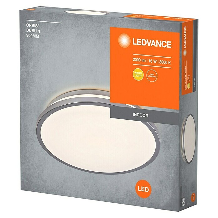 Osram Orbis LED-Deckenleuchte rund Slim Moia (20 W, Ø x H: 28 x 4 cm, Schwarz, Warmweiß) | BAUHAUS