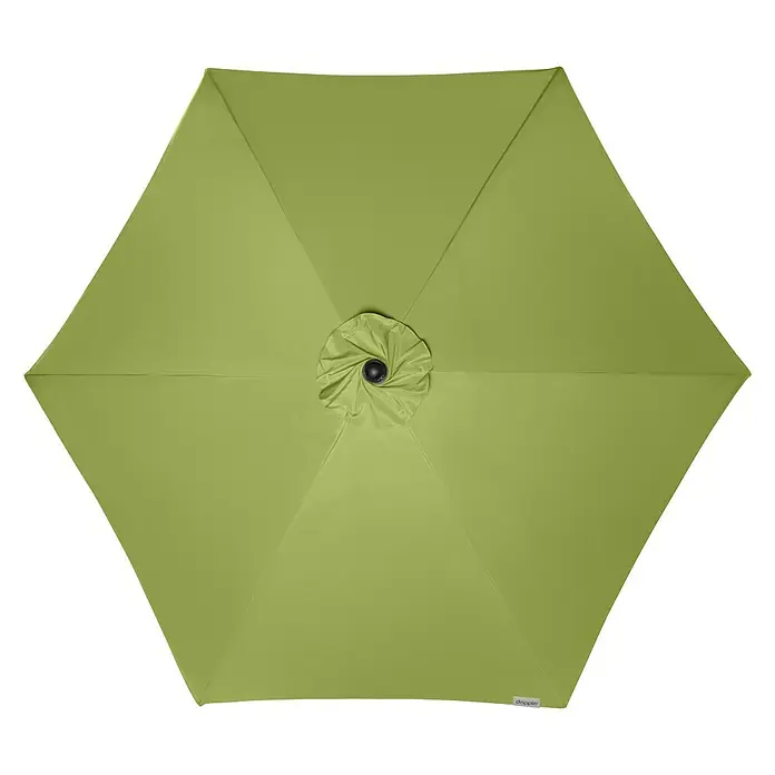 Doppler Active Marktschirm rund Auto Tilt - Fresh Green, Durchmesser Bespannung: 280 cm - Nahaufnahme eines grünen Doppler-Sonnenschirms von oben, der ein sechseckiges Design und eine zentrale Nabe aufweist.