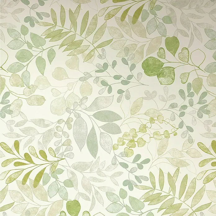 A.S. Création Aquarell Dreams Fototapete Blätterdesign - B x H: 159 x 280 cm, Vlies, Grün - Musterbild mit grünen und beigen Blättern, die ein natürliches und beruhigendes Design auf einer Tapete oder einem Stoff erzeugen.