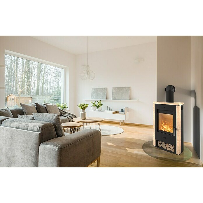 Fireplace Kaminofen Brasil (6 kW, Raumheizvermögen: 108 m³, Material Verkleidung: Sandstein, Schwarz) | BAUHAUS