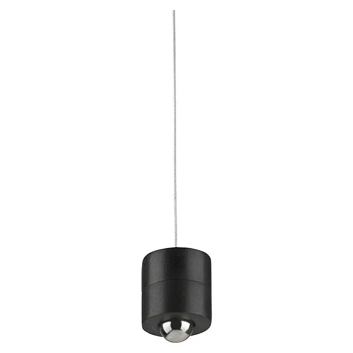 Just Light LED-Akku-Pendelleuchte Attach - 3 W, Schwarz, Warmweiß - Nahaufnahme einer schwarzen Rollkugel-Transfer-Einheit, die Präzision und reibungslose Bewegung in industriellen Anwendungen verspricht.