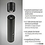Just Light Led-pendellamp op accu Attach (3 W, Zwart, Warm wit) | BAUHAUS