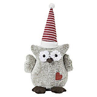 Dekofigur Weihnachtseule (Grau, Textil, L x B x H: 25 x 12 x 30 cm)