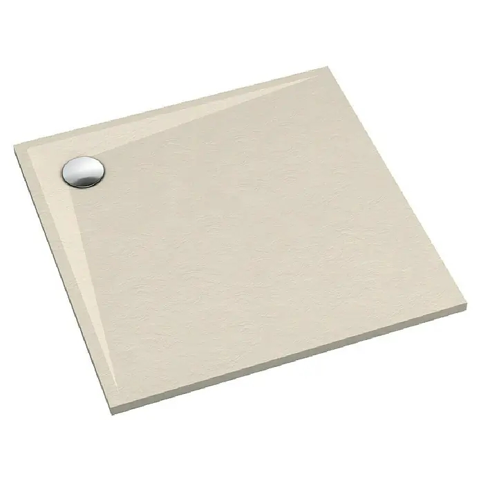 Duschboard Velto - L x B: 90 x 90 cm, Cashmere Stone, Materialspezifizierung: Mattierte Oberfläche mit Steinstruktur - Beige Duschwanne mit dezentem Muster und rundem Abfluss. Die Duschwanne hat eine leicht geneigte Oberfläche für optimalen Wasserablauf.