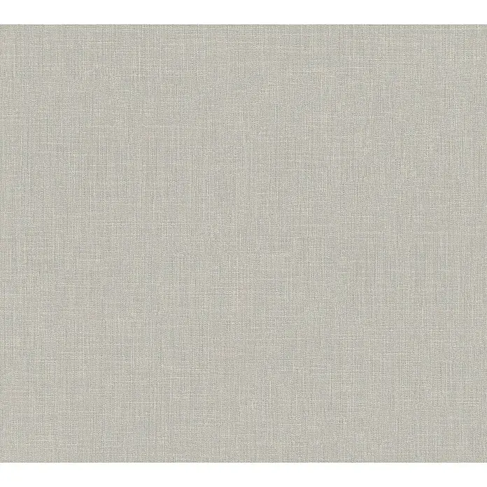 A.S. Création Metropolitan Stories Vliestapete Textiloptik - Grau, Uni, 10,05 x 0,53 m - Nahaufnahme einer eleganten, hellgrauen Textiltapete mit feiner Gewebestruktur, ideal für moderne Innenräume.