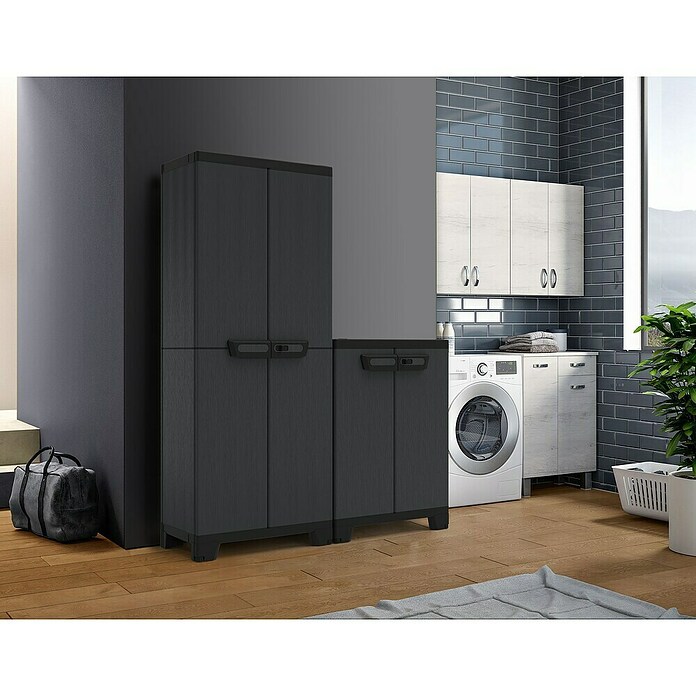Terry Armario multiusos de plástico  Ardesia (L x An x Al: 39 x 102 x 172 cm, Número de puertas: 3 ud., Gris oscuro/Negro) | BAUHAUS