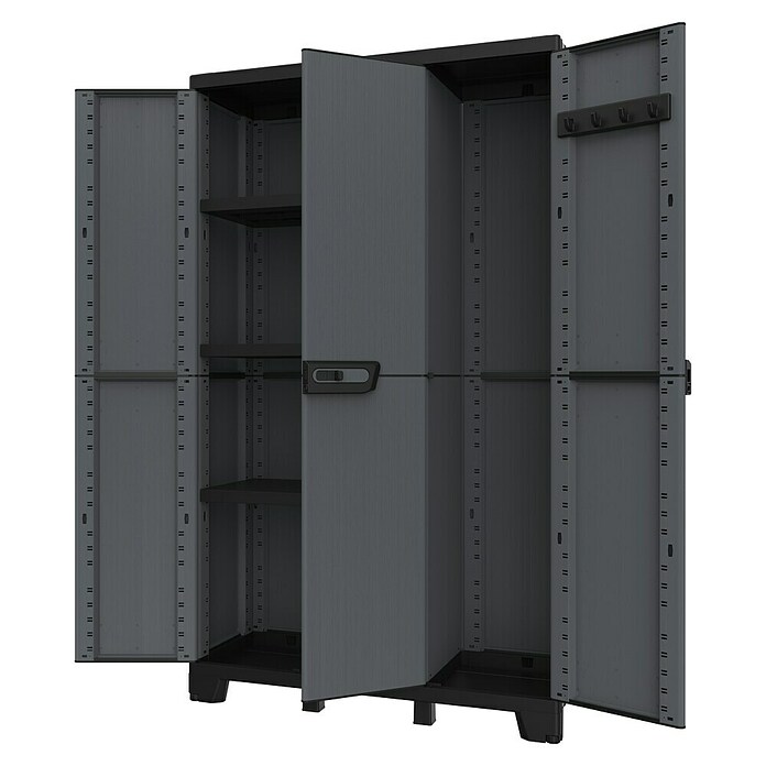 Terry Armario multiusos de plástico  Ardesia (L x An x Al: 39 x 102 x 172 cm, Número de puertas: 3 ud., Gris oscuro/Negro) | BAUHAUS