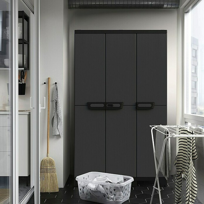 Terry Armario multiusos de plástico  Ardesia (L x An x Al: 39 x 102 x 172 cm, Número de puertas: 3 ud., Gris oscuro/Negro) | BAUHAUS