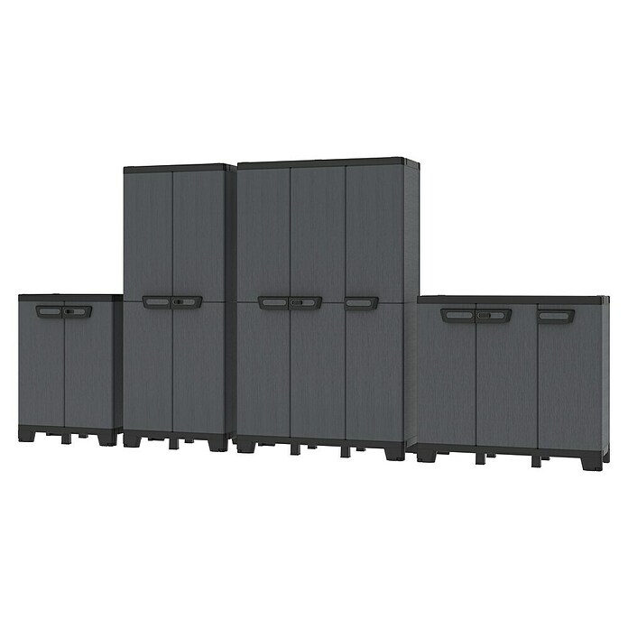 Terry Armario multiusos de plástico  Ardesia (L x An x Al: 39 x 102 x 93,5 cm, Número de puertas: 3 ud., Gris oscuro/Negro) | BAUHAUS