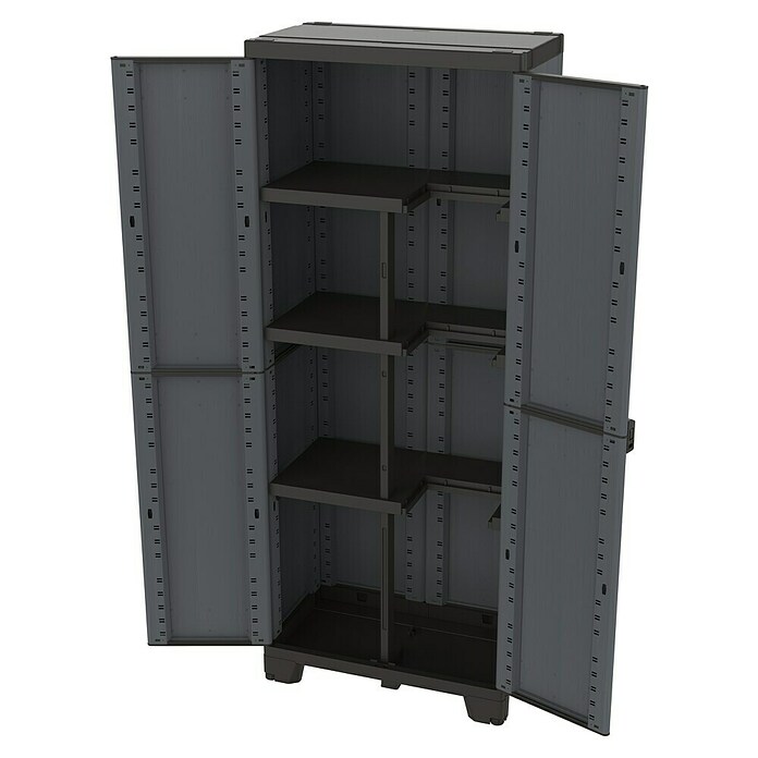 Terry Armario multiusos de plástico  Ardesia (L x An x Al: 39 x 68 x 172 cm, Número de puertas: 2 ud., Gris oscuro/Negro) | BAUHAUS
