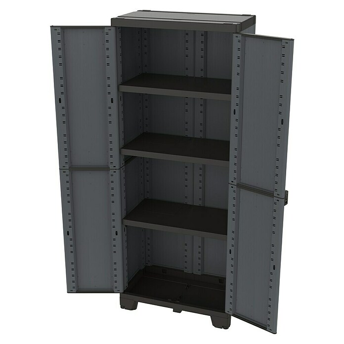 Terry Armario multiusos de plástico  Ardesia (L x An x Al: 39 x 68 x 172 cm, Número de puertas: 2 ud., Gris oscuro/Negro) | BAUHAUS