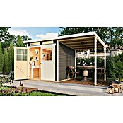 Karibu Gartenhaus (Terragrau, Holz, 4,45 m², Mit Anbau)
