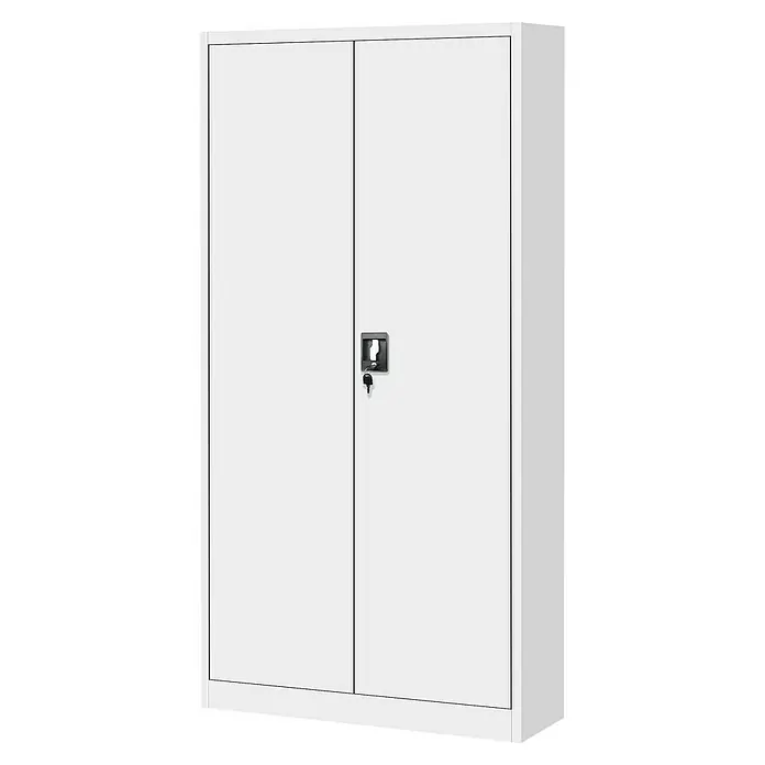 Jan Nowak Aktenschrank Tomasz - B x T x H: 90 x 45 x 185 cm, Weiß - Ein weißer, abschließbarer Metallschrank mit zwei Türen, ideal für Büro oder Werkstatt.