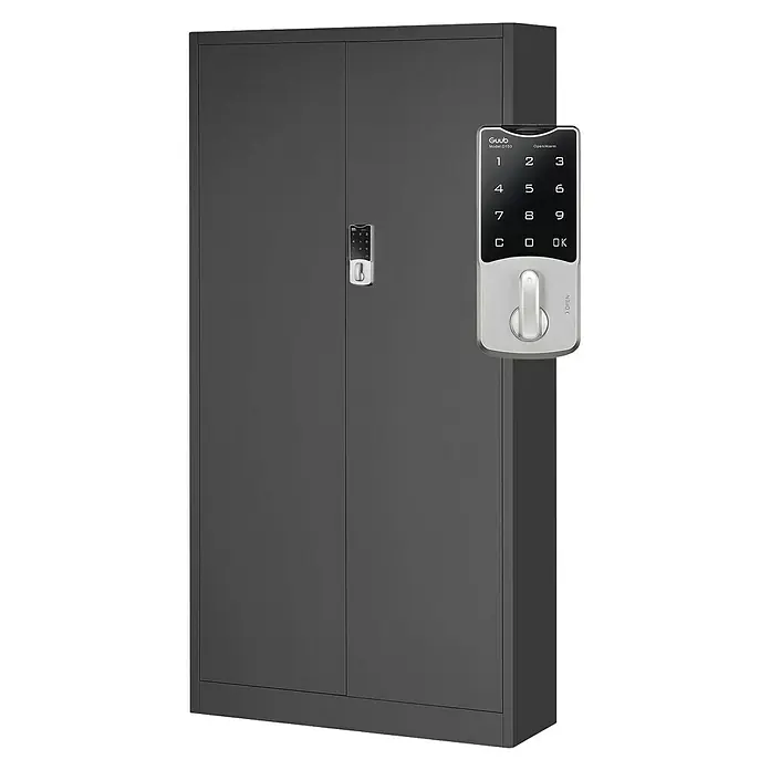 Jan Nowak Aktenschrank Daniel - B x T x H: 90 x 40 x 185 cm, Anthrazit - Grauer Metallschrank mit digitalem Schloss für sichere Aufbewahrung im Büro oder zu Hause.