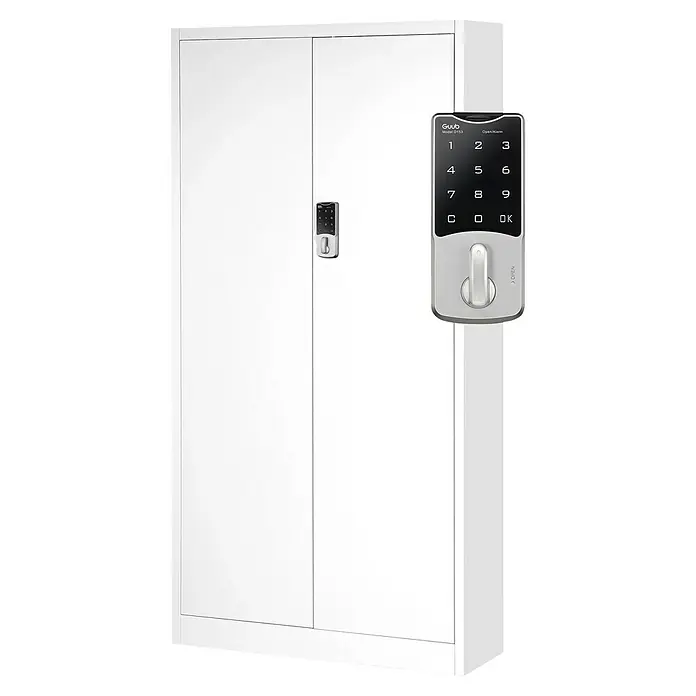 Jan Nowak Aktenschrank Daniel - B x T x H: 90 x 40 x 185 cm, Weiß - Weißer Büroschrank mit elektronischem Schloss für sichere Aufbewahrung im Büro oder Homeoffice.