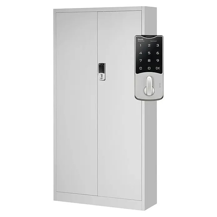 Jan Nowak Aktenschrank Daniel - B x T x H: 90 x 40 x 185 cm, Grau - Grauer Guub-Schrank Modell 0153 mit digitalem Zahlenschloss für erhöhte Sicherheit und geordnete Aufbewahrung im Büro oder Zuhause.