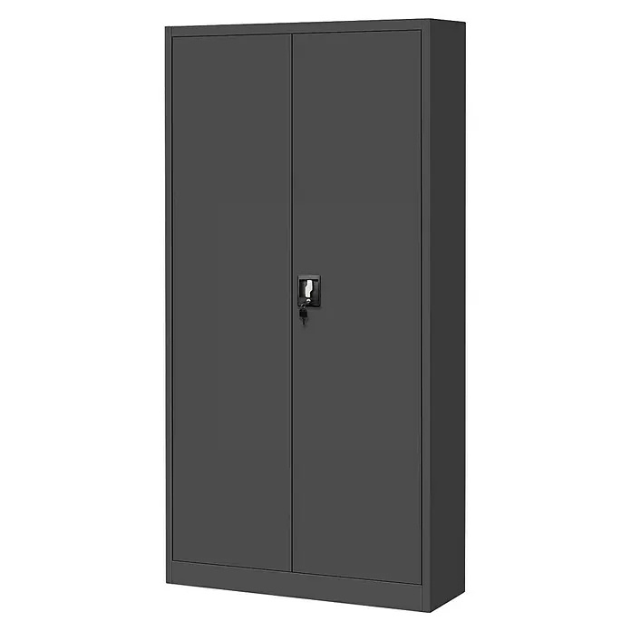Jan Nowak Aktenschrank Tomasz - B x T x H: 90 x 45 x 185 cm, Anthrazit - Grauer Metallschrank mit abschließbaren Türen für Büro oder Werkstatt zur sicheren Aufbewahrung von Dokumenten und Werkzeugen.