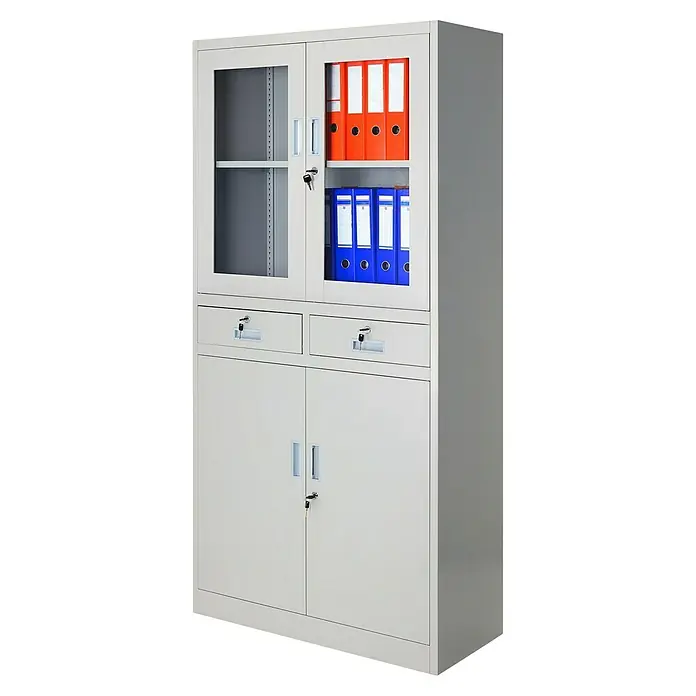 Jan Nowak Medizinschrank Edmund - H x B x T: 185 x 90 x 40 cm, Grau - Dieser graue Büroschrank bietet viel Stauraum mit Türen, Schubladen und Fächern zur Aufbewahrung von Aktenordnern.