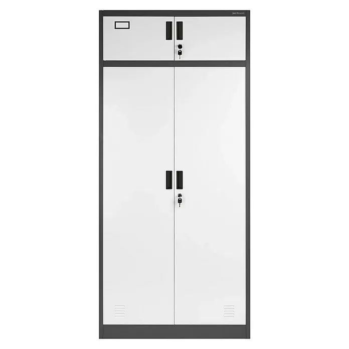 Jan Nowak Metall-Mehrzweckschrank Borys - H x B x T: 185 x 90 x 50 cm, Anthrazit/Weiß - Ein geräumiger, abschließbarer Metallschrank zur sicheren Aufbewahrung von Dokumenten oder Gegenständen im Büro oder zu Hause.