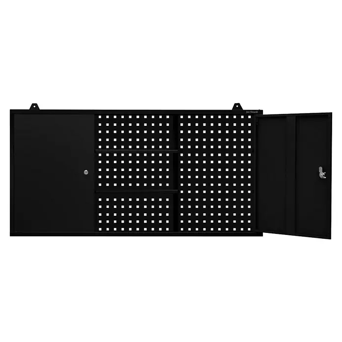 Jan Nowak Hängeschrank Ben - H x B x T: 60 x 120 x 20 cm, Schwarz - Schwarzer Werkzeugschrank mit Lochplattenrückwand, ideal zur Werkzeugaufbewahrung und Organisation in der Werkstatt.