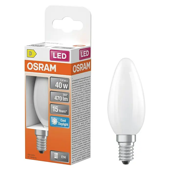 Osram Bombilla LED -  - Bombilla LED Osram, 40W, con base E14. Eficiente energéticamente y duradera, ideal para crear ambiente en toda la casa.