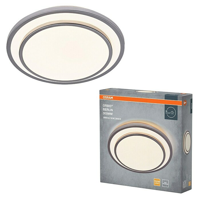 Osram Orbis LED okrogla stropna svetilka Berlin  (16 W, Ø x V: 29,3 x 6,5 cm, Srebrna, Toplo bela) | 3016 - Deckenleuchte | CACB - Deckenleuchten | CAC - Indoorleuchten | CA - Beleuchtung | C - Elektro | BAUHAUS