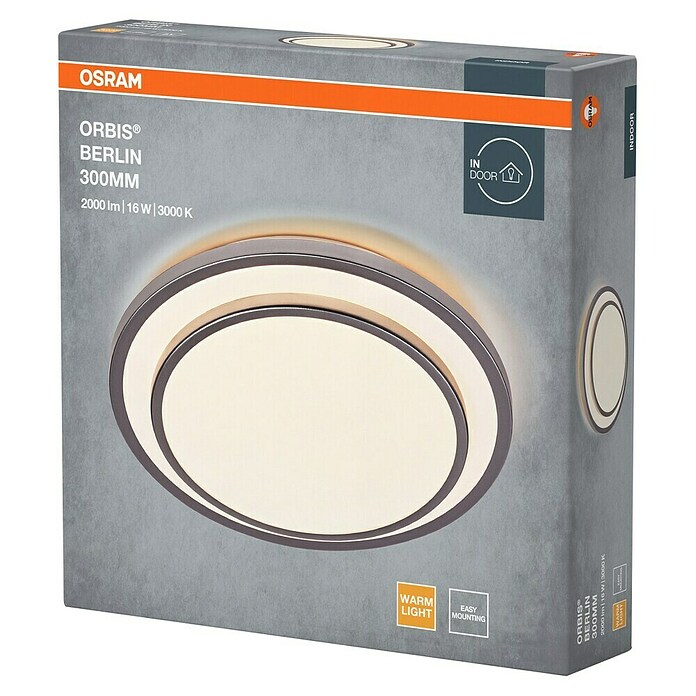 Osram Orbis LED okrogla stropna svetilka Berlin  (16 W, Ø x V: 29,3 x 6,5 cm, Srebrna, Toplo bela) | 3016 - Deckenleuchte | CACB - Deckenleuchten | CAC - Indoorleuchten | CA - Beleuchtung | C - Elektro | BAUHAUS