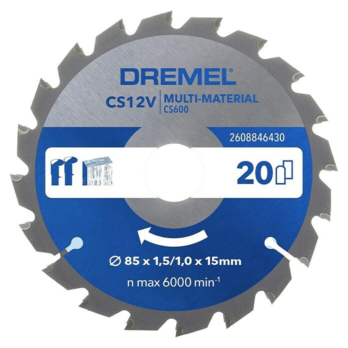 Dremel List krožne žage Blueprint CS600  (Premer žaginega lista: 85 mm, Izvrtina: 15 mm, Plastika) | Listi za krožne žage | Listi za žage | Vodila in pribor za žage | Dodatna oprema za stroje | Orodja in stroji | Izdelki | BAUHAUS