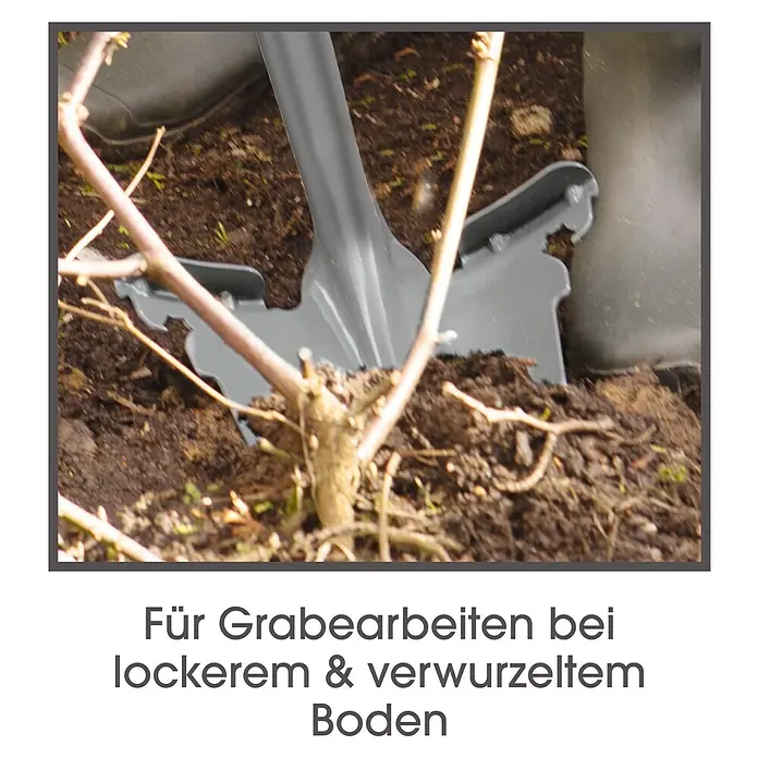 Easymaxx Multifunktionsspaten + Wurzelsäge - 114 cm, Stahl - Gartenarbeit leicht gemacht mit dem innovativen Spaten für lockeren & verwurzelten Boden.