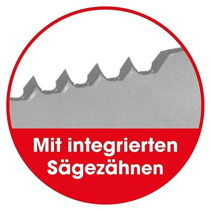 Easymaxx Multifunktionsspaten + Wurzelsäge - 114 cm, Stahl - Integrierte Sägezähne im Fokus. Detailaufnahme der scharfen und präzisen Schneidkante für müheloses Sägen und Schneiden.