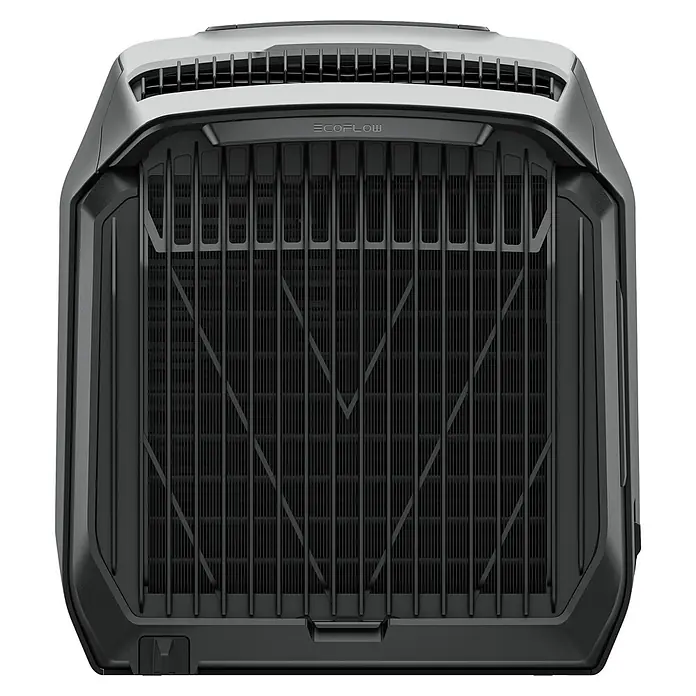 EcoFlow Mobiles Klimagerät Wave 3 - 1,8 kW, Raumgröße: 11 m² - 17 m², Grau - Frontansicht des EcoFlow Produkts mit seinem charakteristischen Gitterdesign, das Funktionalität mit modernem Aussehen vereint.