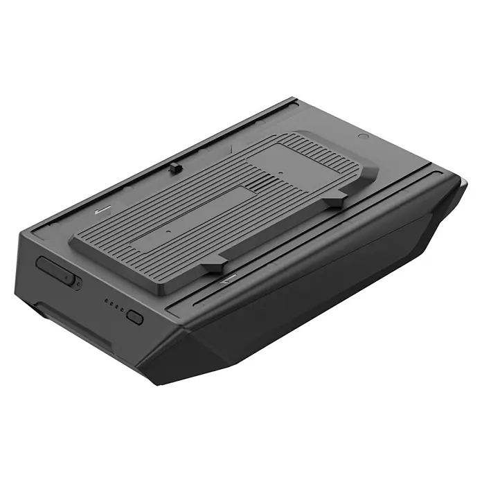 EcoFlow Ersatz-Akku Wave 3 - L x B x H: 111 x 516 x 281 mm - Das Bild zeigt einen schwarzen Akku. Der Akku hat eine geriffelte Oberfläche und eine LED-Anzeige für den Ladezustand.