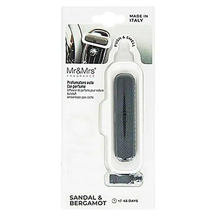 Mr & Mrs Fragrance Ambientador de coche Mío - Sandal Bergamota, Blanco, 45 días - Ambientador para coche Mr&Mrs Fragrance Sándalo & Bergamota, un accesorio elegante para tu coche con una fragancia agradable.
