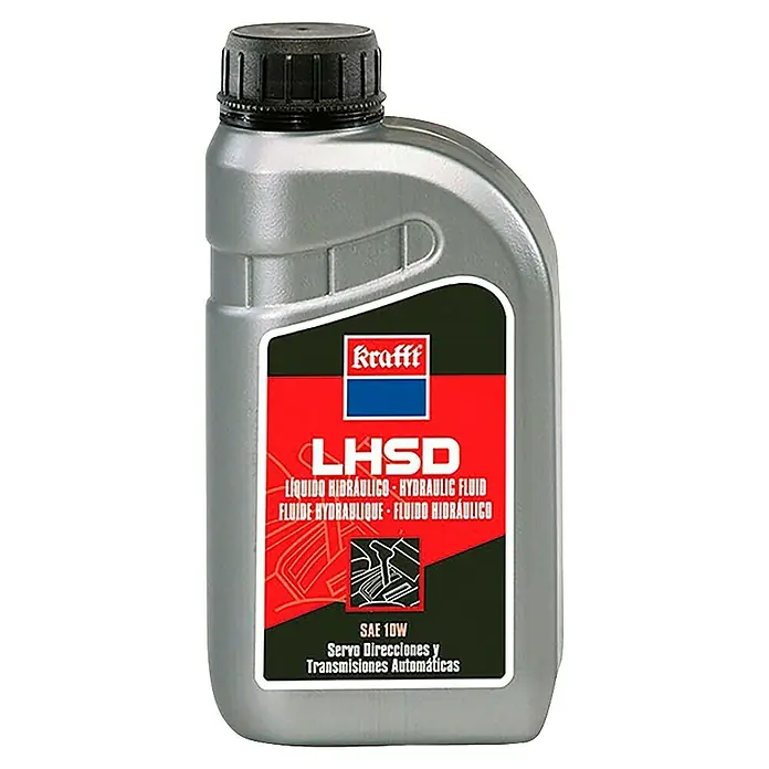 Aceite hidráulico LHSD - 500 ml - Imagen de una botella de aceite hidráulico Krafft LHSD SAE 10W para dirección asistida y transmisiones automáticas.