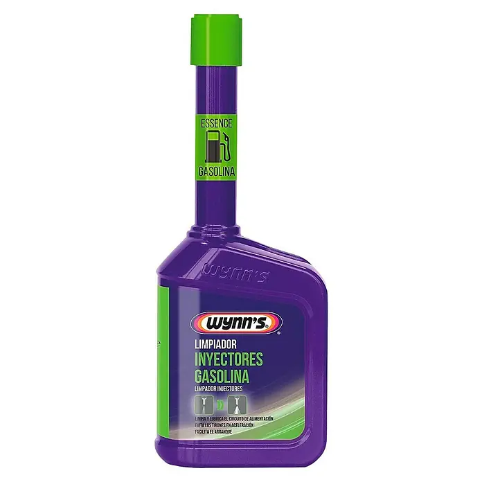 Wynn's Limpiador de inyectores - 325 ml, Apto para: Motores de gasolina - La imagen muestra una botella de Limpiador de Inyectores Wynn's para Gasolina, un producto para la limpieza y lubricación de inyectores.