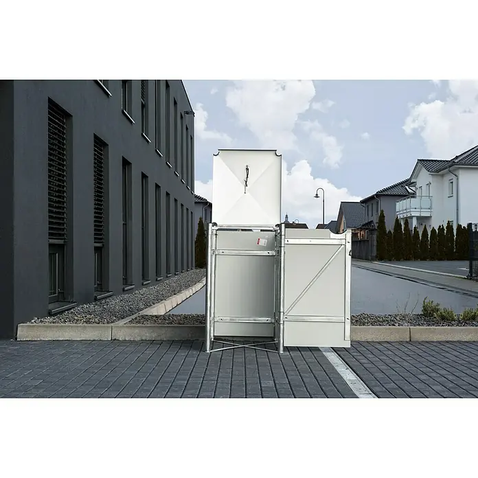 Hide Mülltonnenbox - 80,7 x 69,7 x 115,2 cm, Passend für: 1 Mülltonne 180 - 240 l, Kunststoff, Schwarz - Ein freistehender Mülltonnenbox für den Außenbereich, mit einer Öffnung oben und einer Tür an der Seite.