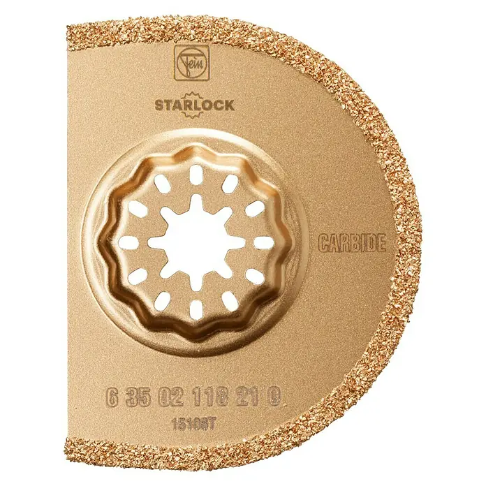 Fein Starlock Hartmetall-Segmentsägeblatt - Durchmesser: 75 mm, Sägeblattstärke: 2,2 mm - Abbildung einer Fein Starlock Carbide Sägeblatt, ideal für präzise Schnitte und robuste Anwendungen.