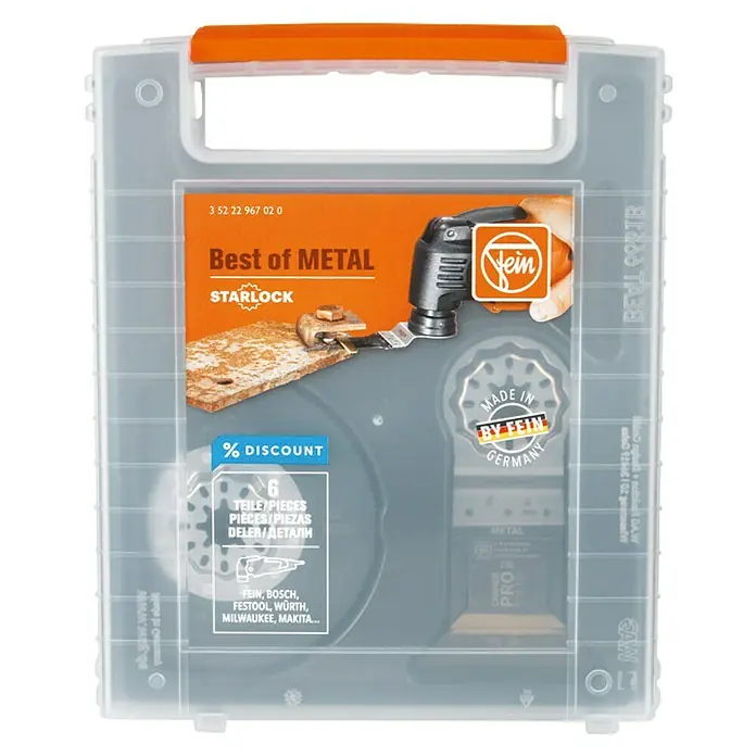 Fein Starlock Zubehör-Set Best of Starlock Metal - 6 Stk., 6 -tlg. - Fein Best of Metal Starlock Set mit 6 Teilen für Multitools. Perfekt zum Schneiden von Metall mit hoher Präzision und Lebensdauer.