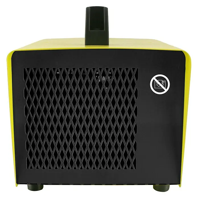Bauheizer Box - 1.000 W - 2.000 W, Nennspannung: 220 V - 240 V, Gelb/Schwarz - Ansicht eines gelb-schwarzen Raumluftreinigers mit Griff. Optimal für saubere Luft in Innenräumen.