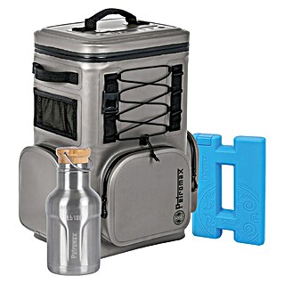 Petromax Kühlrucksack mit Akku & Iso-Flasche (17 l, Grau, L x B x H: 37,5 x 31 x 51,5 cm)