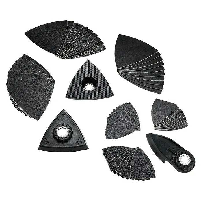 Fein Starlock Zubehör-Set Best of Starlock Sanding - 63 -tlg. - Sandpapier-Set für Multifunktionswerkzeuge: verschiedene Körnungen und Formen für Schleifarbeiten.