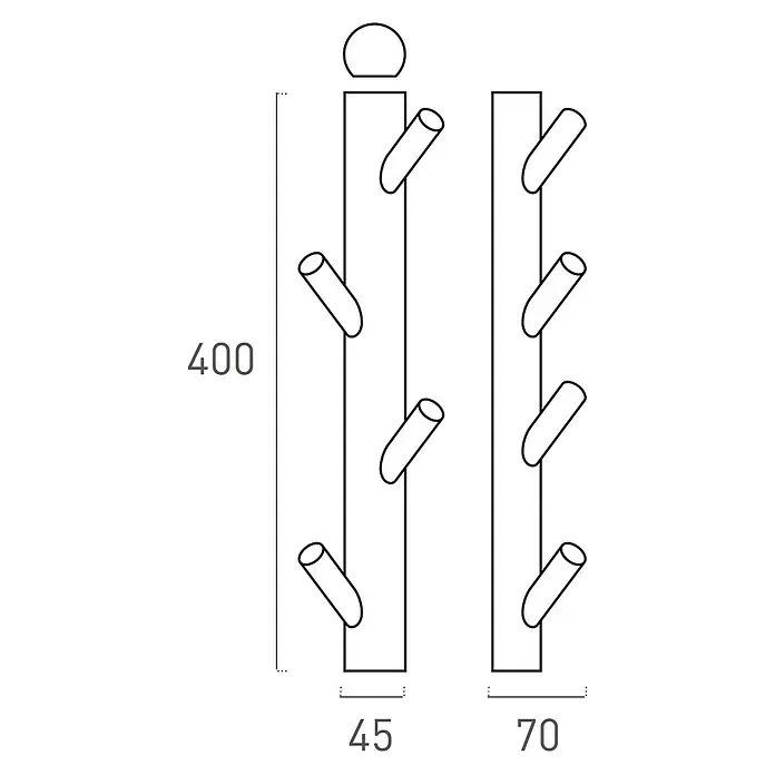 Perchero - Madera, Haya - Perchero de pared de diseño con varias clavijas escalonadas para chaquetas, abrigos y accesorios. Práctico y elegante para cualquier entrada.