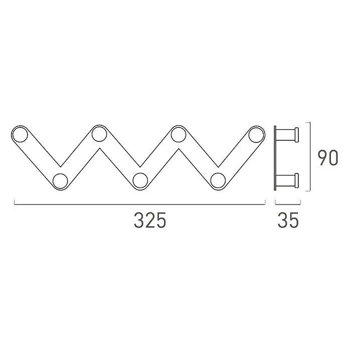 Nesu Perchero 9604 - Madera, Blanco - Ilustración de un perchero de pared extensible de madera con dimensiones de 325 x 90 x 35 mm. Práctico y ahorra espacio.