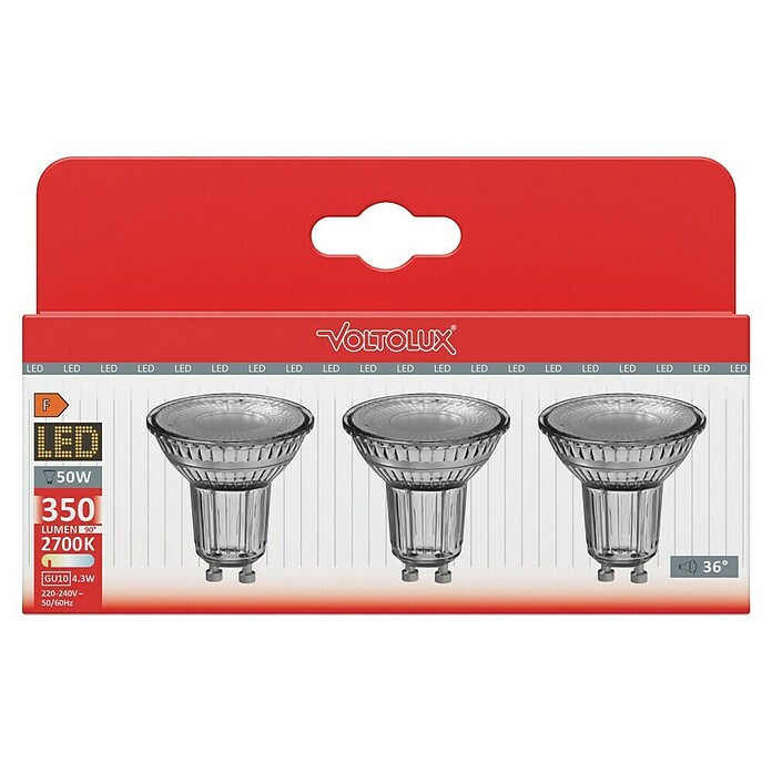 Voltolux Set LED sijalk  (GU10, Ni mogoče zatemniti, Toplo bela, 350 lm, 4,3 W, 3 kos) | LED luči | Svetlila | Elektro in svetila | Izdelki | BAUHAUS