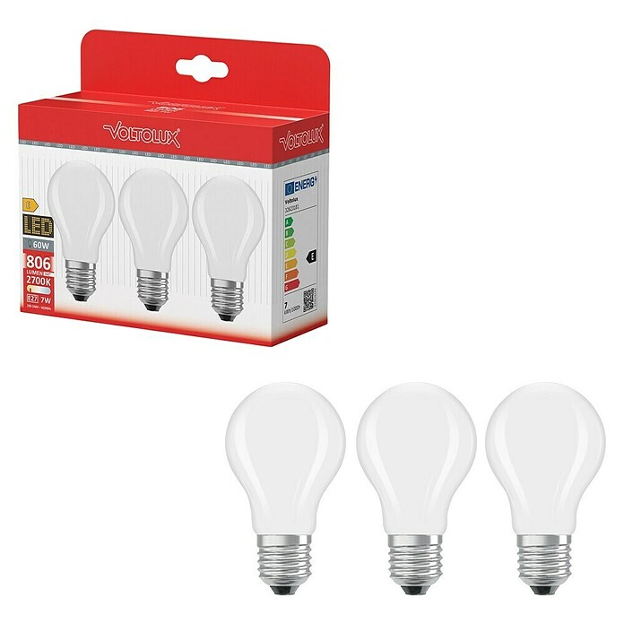 Voltolux Set LED žarulja  (E27, Bez prigušivanja, Topla bijela, 806 lm, 7 W, 3 Kom.) | BAUHAUS