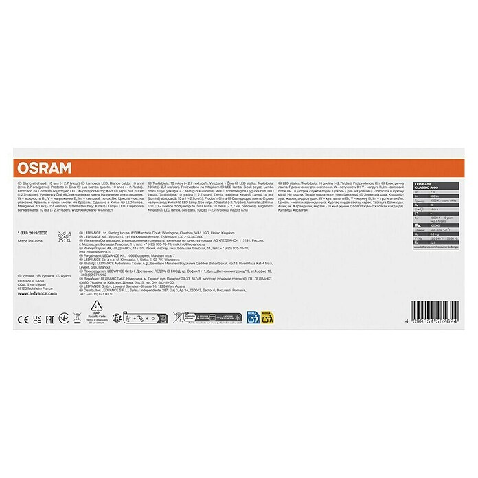 Osram Set LED žarulja Base Classic  (Mat, Bez prigušivanja, Topla bijela, 806 lm, 7 W, 6 Kom.) | BAUHAUS