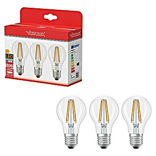 Voltolux LED-Lampen-Set (E27, Nicht Dimmbar, Warmweiß, 806 lm, 7 W, 3 Stk., Farblos)