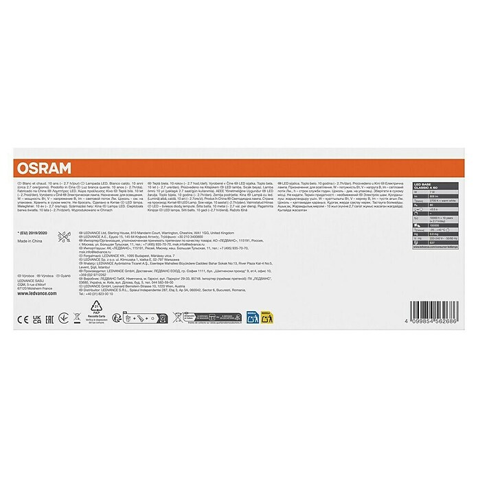 Osram Ledlampen set (E27, Glanzend, Niet dimbaar, Warm wit, 806 lm, 7 W, 6 st.) | BAUHAUS