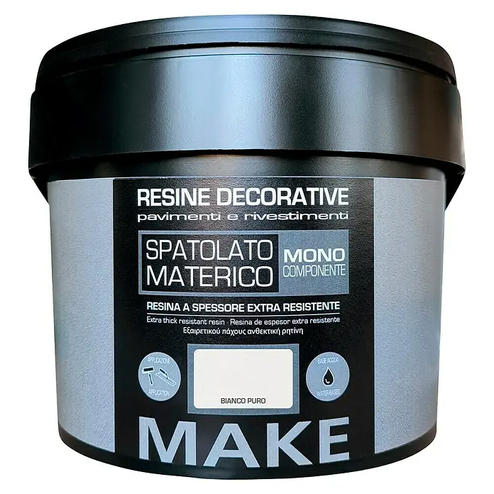 Fleur Resina sintética de color decorativa Materica en pasta - Blanco puro, 2 l, Mate - Un bote de compuesto de espátula "MAKE Resine Decorative". El producto es una resina monocomponente extra resistente a base de agua.