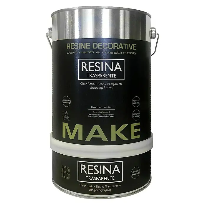 Fleur Resina epoxi Transparente - Transparente, 2 l, Mate - Bote de MAKE Resina Trasparente, una resina transparente para pavimentos y revestimientos decorativos, a base de agua y de alta resistencia.